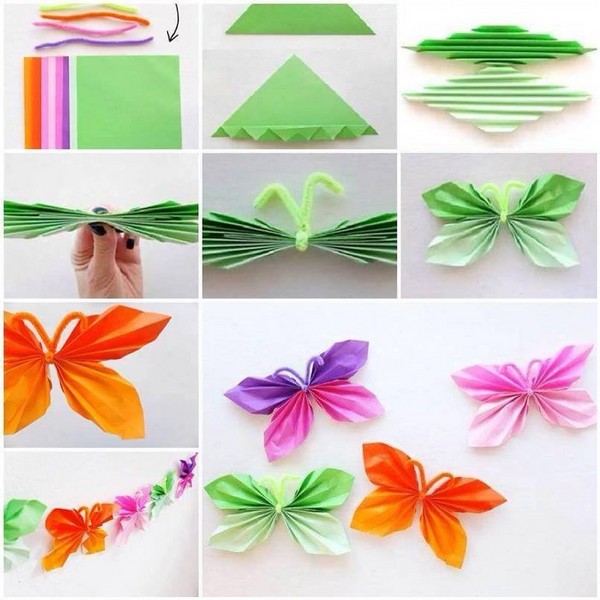 Wir machen einen Schmetterling aus Papier mit unseren eigenen Händen Wir machen einen Schmetterling aus Papier mit unseren eigenen Händen