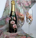 Decoupage von Flaschen Champagner