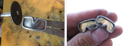 Schneiden Sie überschüssiges Messing mit einer Metallsäge ab 