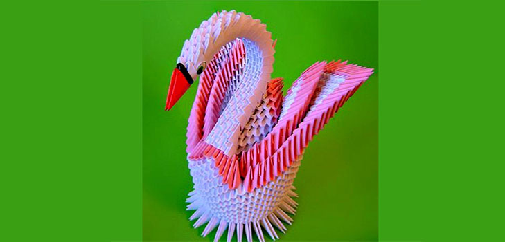 Wie man einen Schwan-Origami aus Modulen macht - Schritt für Schritt Anleitung mit Fotos und Videos