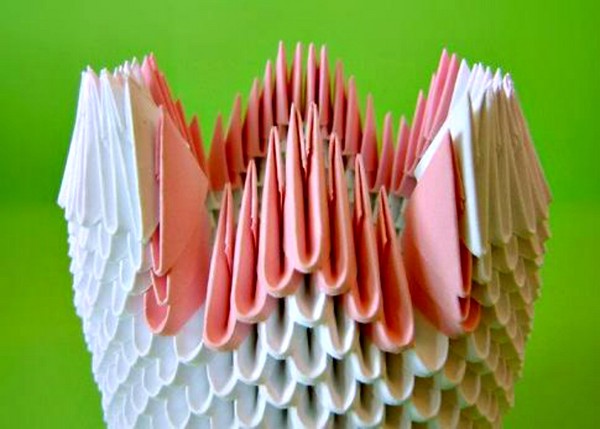 Wie man einen Schwan-Origami aus Modulen macht - Schritt für Schritt Anleitung mit Fotos und Videos