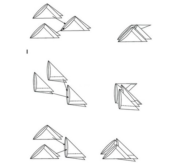 Modularer Origami: Tiere - Montageschemata