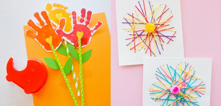 Postkarte zum Muttertag mit eigenen Händen, Meisterkurse mit Fotos für Kindergarten und 1-3 Noten