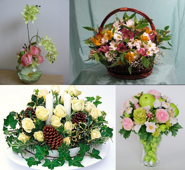 Floristische Komposition von Blumen mit eigenen Händen
