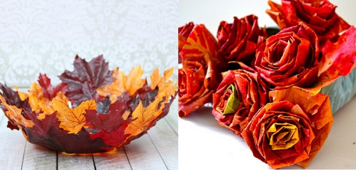 Handarbeiten aus Blättern zum Thema "Herbst" mit eigenen Händen für Schulkinder