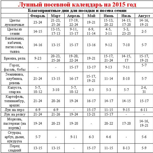 Aussaatkalender 2015: Wir planen, von Januar bis Dezember zu arbeiten Aussaatkalender 2015: Wir planen, von Januar bis Dezember zu arbeiten