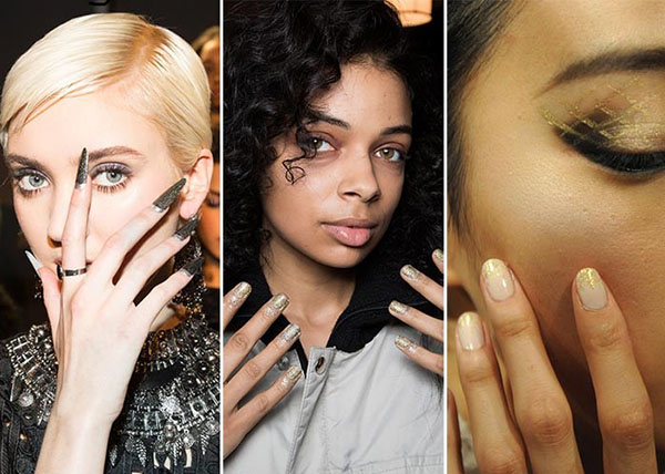 Glitzer- und Swarovski-Steine ​​als Trend der Wintermaniküre 2016-2017
