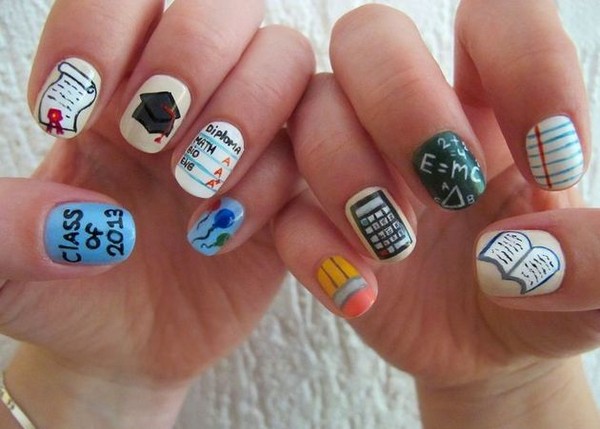 Welche Maniküre in der Schule am 1. September zu machen, ein Foto. Manicure-Ideen für den Wissenstag für Schüler der 9. und 11. Klassen