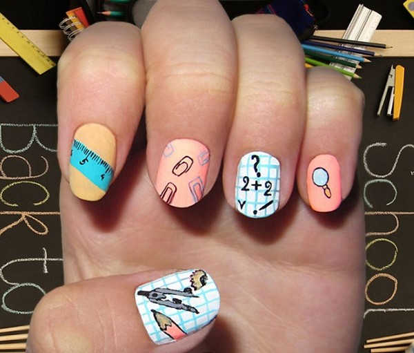 Welche Maniküre in der Schule am 1. September zu machen, ein Foto. Manicure-Ideen für den Wissenstag für Schüler der 9. und 11. Klassen
