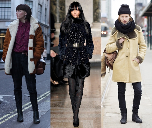 Modische Damen- und Herrenschaffelle im Winter 2013-2014 (Foto)