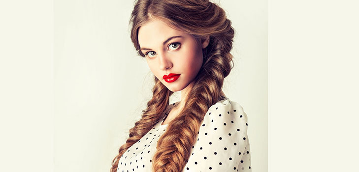 Braid Zopf auf mittlerer Haar mit einem Foto