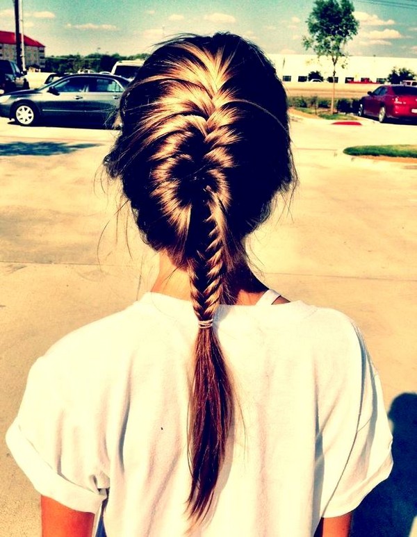 Braid Zopf auf mittlerer Haar mit einem Foto