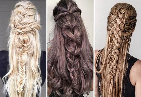 Kränze und Zöpfe: feminine Frisuren für das neue Jahr