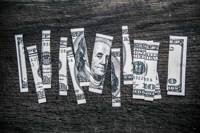 Die geschnittene Dollarschein