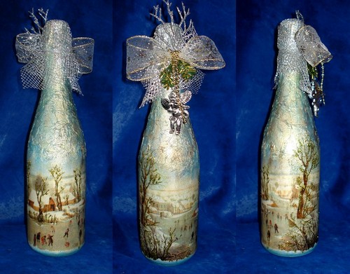 Decoupage Champagner für das neue Jahr