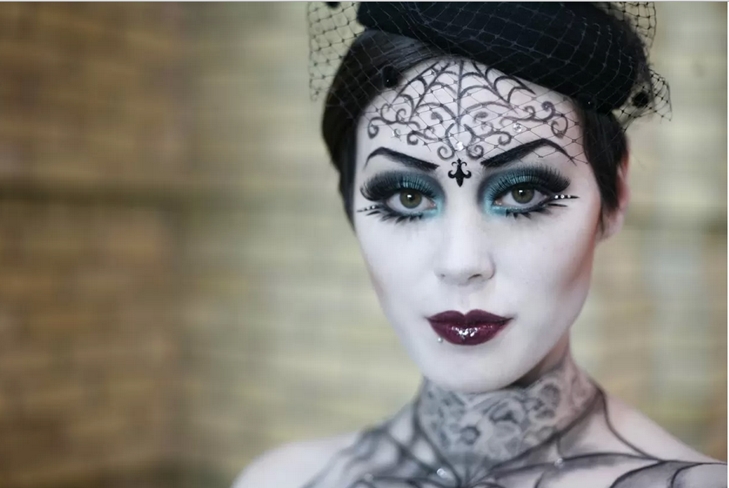Wie man ein Gesicht an Halloween zu Hause malt, Foto