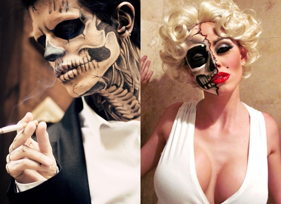 Wie man ein Gesicht an Halloween zu Hause malt, Foto