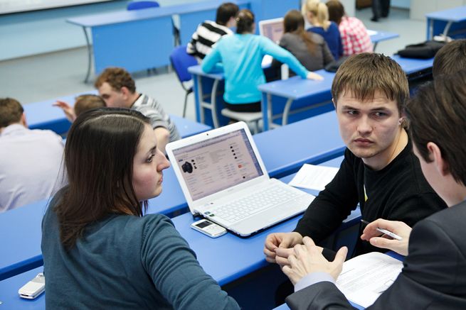 Studenten bei einem Vortrag