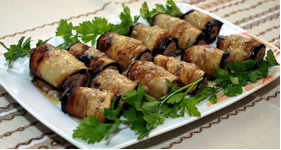 Champignons und Auberginen
