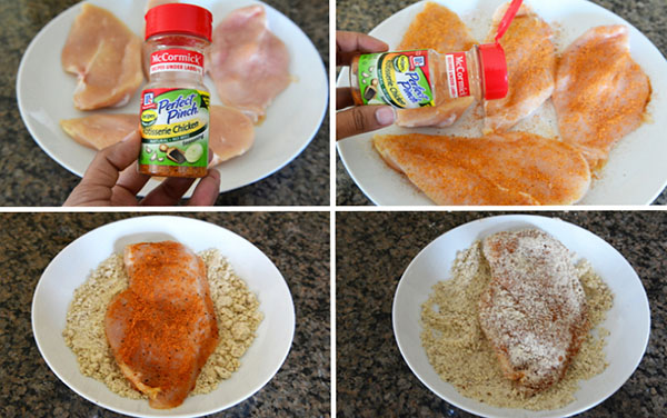 Schnelles Rezept: Hähnchenfilet in Mandelbrösel mit Senf-Honig-Sauce