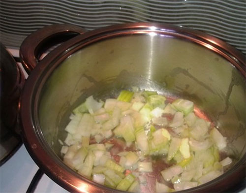 Scheiben Zwiebeln und Karotten
