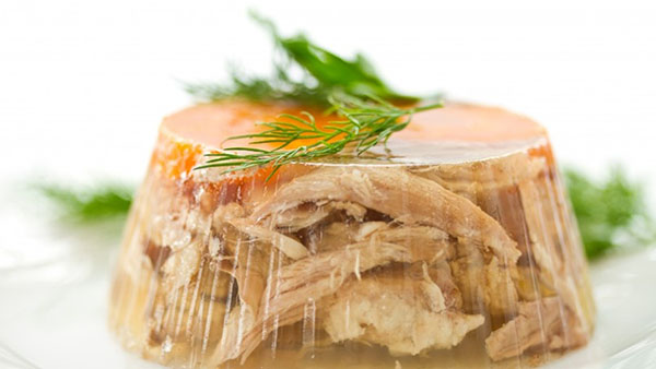 Rezepte einer Erkältung mit Fotos Schritt für Schritt gemacht - von Schweinefleisch, Stiel, Rind, Hähnchenschenkel, mit Gelatine