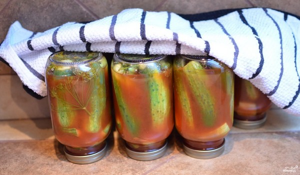 Gurken mit Ketchup für den Winter - ohne Sterilisation, in Dosen. Für den Winter scharfe und knusprige Gurken mit Ketchup-Chili ernten Gurken mit Ketchup für den Winter - ohne Sterilisation, in Dosen. Für den Winter scharfe und knusprige Gurken mit Ketchup-Chili ernten