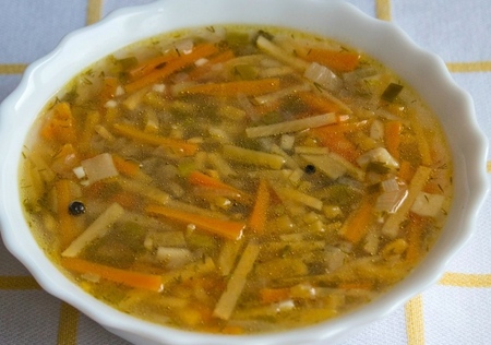 Fastensuppe auf der Wache der Gesundheit und Figur