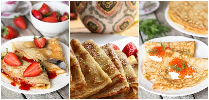 Originalrezepte für Pfannkuchen auf Pancake Day 2017 Schritt für Schritt mit dem Foto: auf Milch, Kefir, Hefe, mit Füllungen für jeden Geschmack