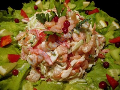 Shrimps und Tintenfischsalat