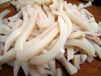 Shrimps und Tintenfischsalat