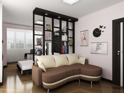Wohnzimmer und Schlafzimmer in einem Raum (Foto)